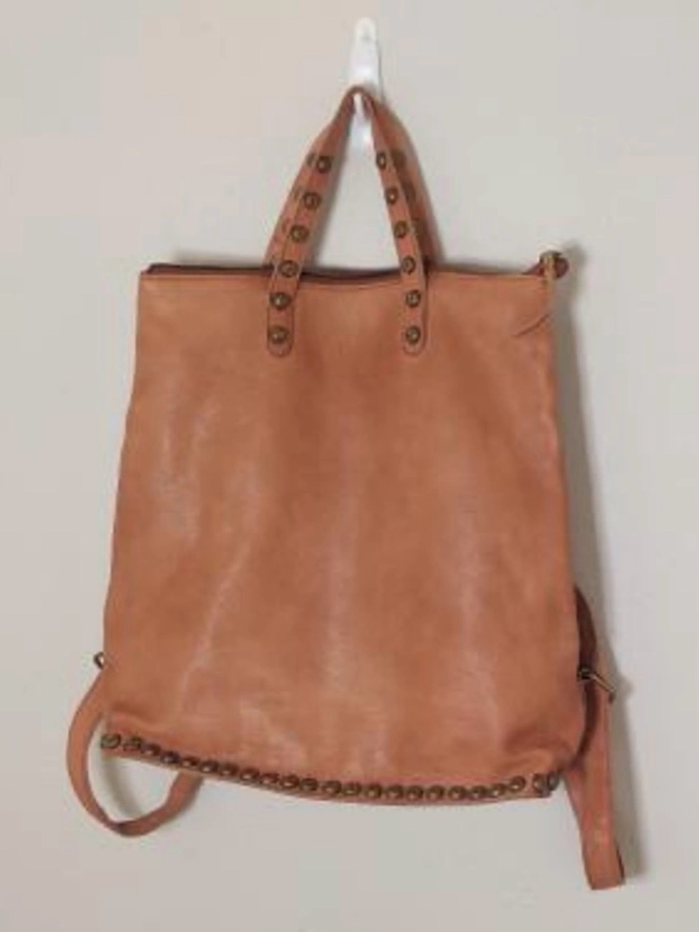 Free People FP Collection Ellie Leather Studded Backpack – Camel Tan Boho - Picture 3 of 15